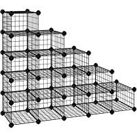 SONGMICS Zapatero Modular con 15 Cubos- Rejilla de Alambre de Metal- Estantería de Almacenamiento de Bricolaje…